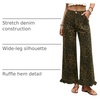 image:imageCicy Bell Womens Ruffle Jeans Cropped High Waisted Baggy Trendy Denim PantsLeopard