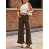 image:imageCicy Bell Womens Ruffle Jeans Cropped High Waisted Baggy Trendy Denim PantsLeopard Brown