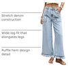 image:imageCicy Bell Womens Ruffle Jeans Cropped High Waisted Baggy Trendy Denim PantsLight Blue