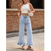 image:imageCicy Bell Womens Ruffle Jeans Cropped High Waisted Baggy Trendy Denim PantsLight Blue