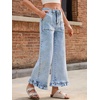 image:imageCicy Bell Womens Ruffle Jeans Cropped High Waisted Baggy Trendy Denim PantsLight Blue