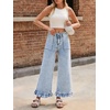 image:imageCicy Bell Womens Ruffle Jeans Cropped High Waisted Baggy Trendy Denim PantsLight Blue