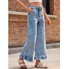 image:imageCicy Bell Womens Ruffle Jeans Cropped High Waisted Baggy Trendy Denim PantsSky Blue