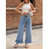 image:imageCicy Bell Womens Ruffle Jeans Cropped High Waisted Baggy Trendy Denim PantsSky Blue