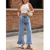 image:imageCicy Bell Womens Ruffle Jeans Cropped High Waisted Baggy Trendy Denim PantsSky Blue