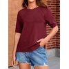 image:imageCicy Bell Womens Short Sleeve Sweaters Crewneck Knit Tops Pullovers ShirtsBurgundy