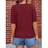 image:imageCicy Bell Womens Short Sleeve Sweaters Crewneck Knit Tops Pullovers ShirtsBurgundy