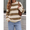 image:imageCicy Bell Womens Striped Pullover Sweater Color Block Casual Loose Knit TopApricot