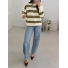 image:imageCicy Bell Womens Striped Pullover Sweater Color Block Casual Loose Knit TopBeige