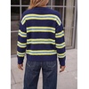 image:imageCicy Bell Womens Striped Pullover Sweater Color Block Casual Loose Knit TopDark Blue