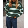 image:imageCicy Bell Womens Striped Pullover Sweater Color Block Casual Loose Knit TopDeep Green