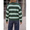 image:imageCicy Bell Womens Striped Pullover Sweater Color Block Casual Loose Knit TopDeep Green