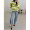 image:imageCicy Bell Womens Striped Pullover Sweater Color Block Casual Loose Knit TopFruit Green
