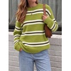 image:imageCicy Bell Womens Striped Pullover Sweater Color Block Casual Loose Knit TopFruit Green