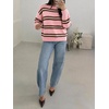 image:imageCicy Bell Womens Striped Pullover Sweater Color Block Casual Loose Knit TopPeach Pink