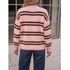 image:imageCicy Bell Womens Striped Pullover Sweater Color Block Casual Loose Knit TopPeach Pink