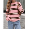 image:imageCicy Bell Womens Striped Pullover Sweater Color Block Casual Loose Knit TopPeach Pink