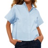 image:imageCicy Bell Womens Cropped Blouse Short Sleeve Button Down Shirt Dressy TopsSky Blue
