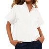 image:imageCicy Bell Womens Cropped Blouse Short Sleeve Button Down Shirt Dressy TopsWhite