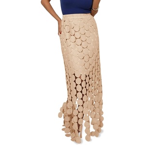 image:imageCicy Bell Womens Hollow Out Maxi Skirts Summer Boho Fringe Hem Long SkirtKhaki