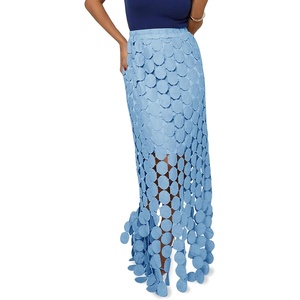image:imageCicy Bell Womens Hollow Out Maxi Skirts Summer Boho Fringe Hem Long SkirtLight Blue