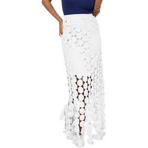 image:imageCicy Bell Womens Hollow Out Maxi Skirts Summer Boho Fringe Hem Long SkirtWhite