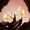 image:imageCicy Bell 18k Gold Plated Enamel Flower Earrings for WomenBeige