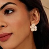 image:imageCicy Bell 18k Gold Plated Enamel Flower Earrings for WomenBeige