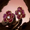 image:imageCicy Bell 18k Gold Plated Enamel Flower Earrings for WomenPink