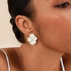 image:imageCicy Bell 18k Gold Plated Enamel Flower Earrings for WomenStyle Creamy White
