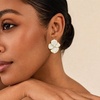 image:imageCicy Bell 18k Gold Plated Enamel Flower Earrings for WomenStyle Creamy White
