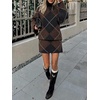 image:imageCicy Bell Women Argyle Sweater Skirt Sets 2 Piece Outfits Plaid Knit SkirtsBrown