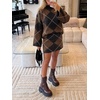 image:imageCicy Bell Women Argyle Sweater Skirt Sets 2 Piece Outfits Plaid Knit SkirtsBrown