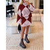 image:imageCicy Bell Women Argyle Sweater Skirt Sets 2 Piece Outfits Plaid Knit SkirtsBurgundy