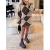image:imageCicy Bell Women Argyle Sweater Skirt Sets 2 Piece Outfits Plaid Knit SkirtsCamel