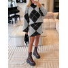 image:imageCicy Bell Women Argyle Sweater Skirt Sets 2 Piece Outfits Plaid Knit SkirtsGrey