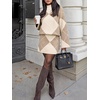image:imageCicy Bell Women Argyle Sweater Skirt Sets 2 Piece Outfits Plaid Knit SkirtsKhaki
