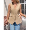 image:imageCicy Bell Womens Button Down Suit Vests Casual Business V Neck Waistcoat Tops Summer Fitted Work Office Sleeveless Blazer
