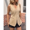 image:imageCicy Bell Womens Button Down Suit Vests Casual Business V Neck Waistcoat Tops Summer Fitted Work Office Sleeveless Blazer