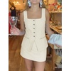 image:imageCicy Bell Womens Summer 2 Piece Outfits Blazer Vest Mini Skirt Suit SetsBeige