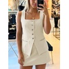 image:imageCicy Bell Womens Summer 2 Piece Outfits Blazer Vest Mini Skirt Suit SetsBeige