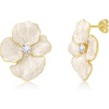 image:imageCicy Bell 18k Gold Plated Enamel Flower Earrings for WomenStyle Creamy White