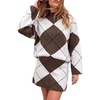 image:imageCicy Bell Women Argyle Sweater Skirt Sets 2 Piece Outfits Plaid Knit SkirtsWhite
