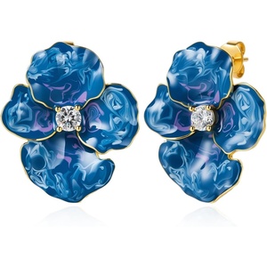 image:imageCicy Bell 18k Gold Plated Enamel Flower Earrings for WomenGold