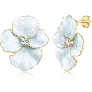 image:imageCicy Bell 18k Gold Plated Enamel Flower Earrings for WomenLight Blue