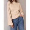 image:imageCicy Bell Women Bell Long Sleeve Wrap Tops Tie Back Boat Neck T ShirtApricot