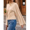 image:imageCicy Bell Women Bell Long Sleeve Wrap Tops Tie Back Boat Neck T ShirtApricot