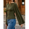 image:imageCicy Bell Women Bell Long Sleeve Wrap Tops Tie Back Boat Neck T ShirtArmy Green