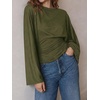 image:imageCicy Bell Women Bell Long Sleeve Wrap Tops Tie Back Boat Neck T ShirtArmy Green