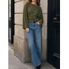 image:imageCicy Bell Women Bell Long Sleeve Wrap Tops Tie Back Boat Neck T ShirtArmy Green
